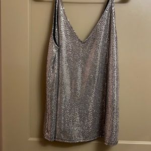 silver/metallic party top